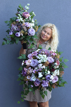 Merieta Violet, zestaw dekoracji, kompozycja + bukiet