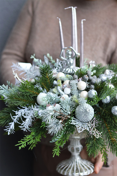 Silver Premium Ballet, stroik adwentowy w pucharze