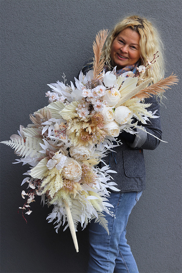 Boho Style, narożna girlanda ze sztucznych roślin z suszem