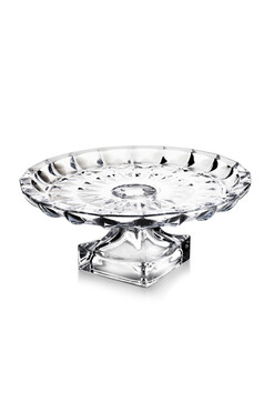 Aquamarine Crystal, szklana patera na nodze, wym.12x29cm