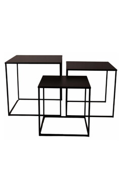 Cedric Black, komplet 3-ech stolików / kwietników, wym.45cm/40cm/35cm