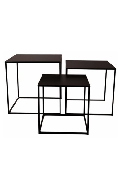 Cedric Black, komplet 3-ech stolików / kwietników, wym.45cm/40cm/35cm