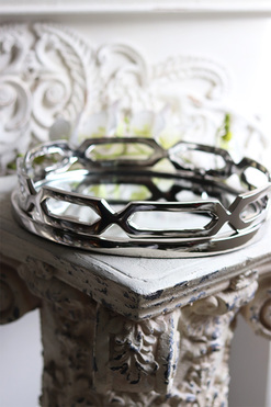 Lux Villa Silver Glamour, okrągła lustrzana taca, wym.5x28.5cm