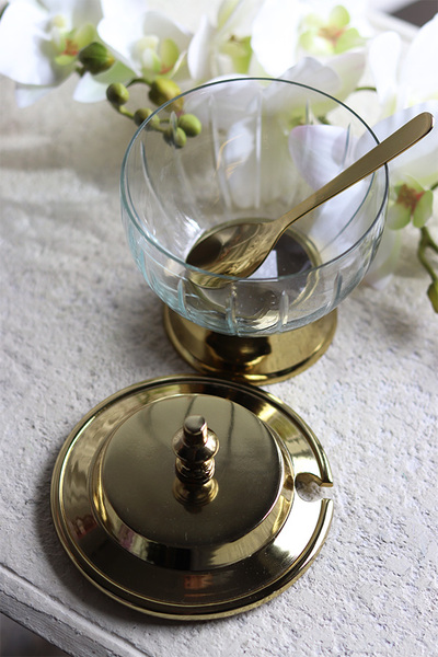 szklana cukiernica z pokrywką, duży, Lux Villa Gold Glamour