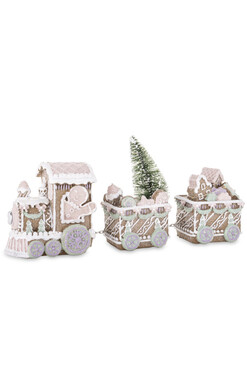 Gingerbread Pastel, świąteczna figurka ciuchcia LED, wym.14x30x7cm