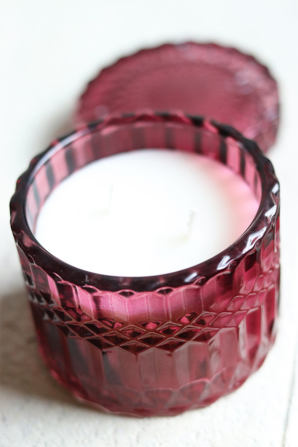 Crystal, elegancka świeca w szkle, różowy, śr.8.5xwys.8.5cm