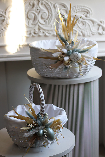 Grey Simple, dekorowany koszyczek wielkanocny