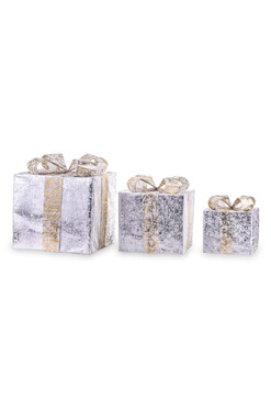 Rattan Gift Shiny B, świąteczne prezenty dekoracja LED, kpl.3szt