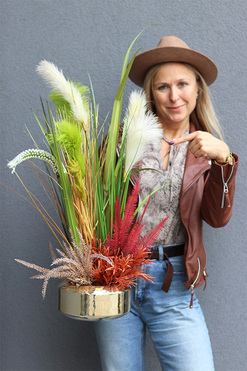 OD RĘKI Felita Fall, jesienna kompozycja z trawami w donicy, wys.80cm 