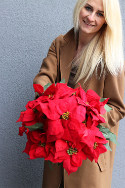 Gwiazda Betlejemska Srebro, wysokiej jakości sztuczna roślina, wys.33cm