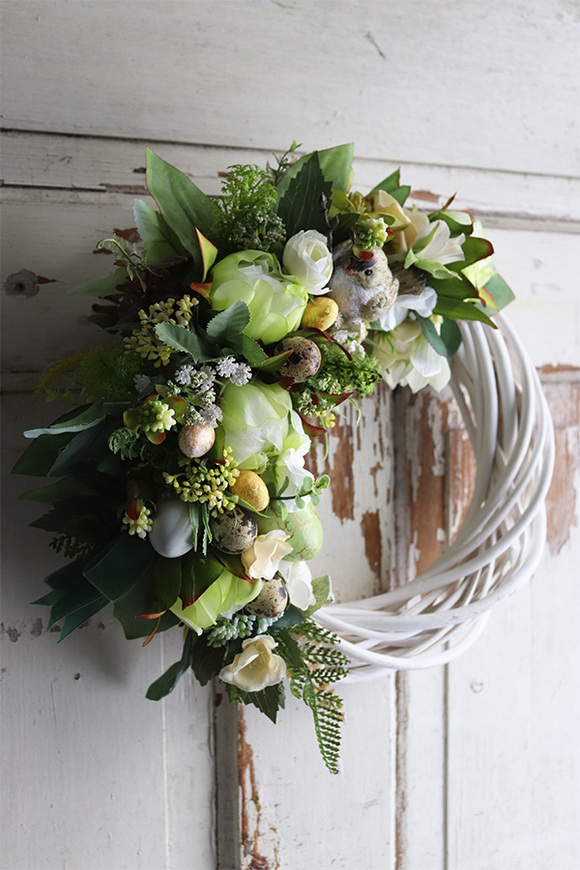 biały wianek wielkanocny, Greenes, śr.34cm 