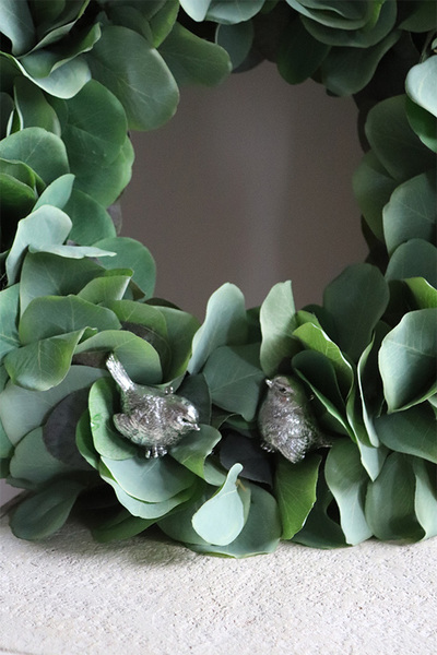 Eukaliptusowy Birds, zielony wianek z ptaszkami, śr.42cm 