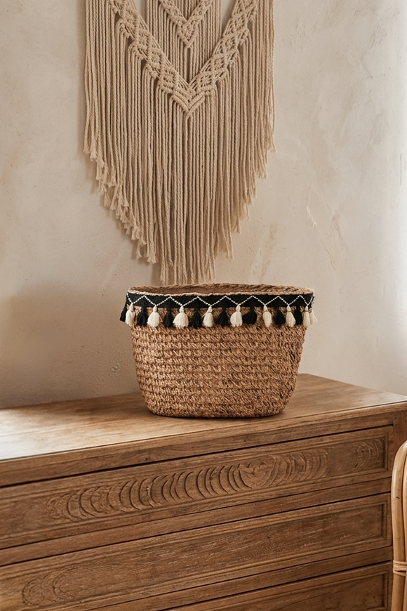 Boho House, ceramiczna osłonka na kwiaty kosz