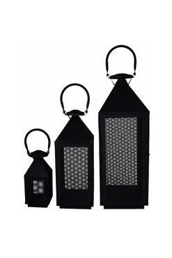 Mesh B, lampion metalowy czarny, kpl.3szt
