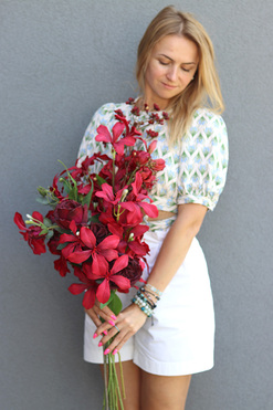 OD RĘKI Bordowe Love, wysokiej jakości sztuczny bukiet do wazonu, dł.80cm 