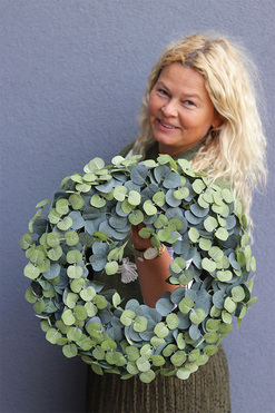 Zielony Dom, zielony wianek z listków, rozp.42cm