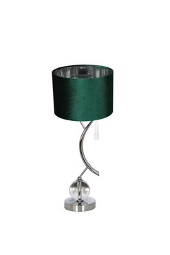 Silver Branch, lampa stołowa z abażurem, srebrno-zielony walec, wys.53cm