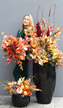 Autumn Decors Walter, jesienna kompozycja nagrobna w donicy fiberglass, wym.59x69cm