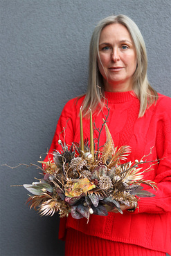 Złota Zorza, świąteczny stroik LED w naczyniu, wym.35x40x30cm