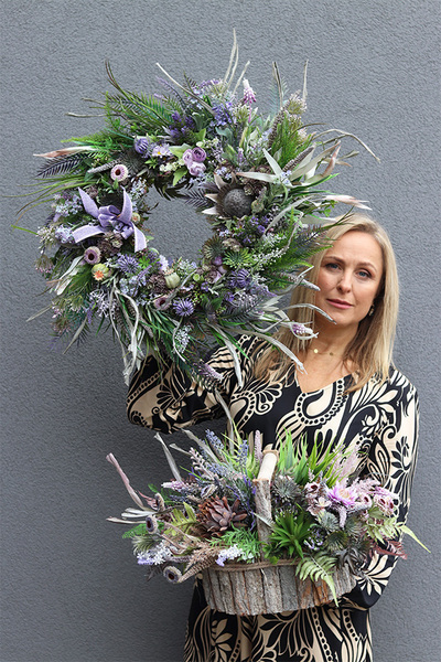 Violetina, wianek na drzwi z lawendą