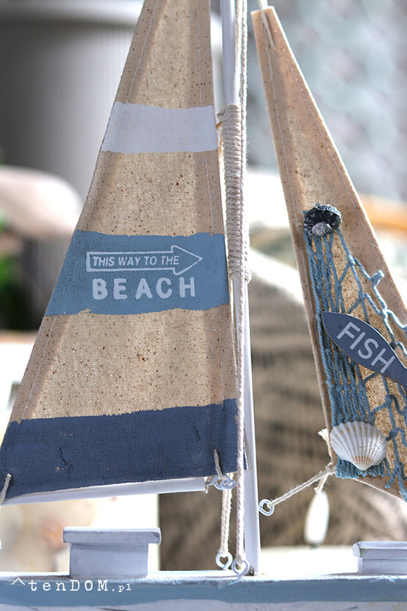 OD RĘKI figurka drewniana żaglówka Boat, wys.42cm