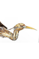 Czapla, figurka ptak w kolorze złotym, wym.76x15x65cm