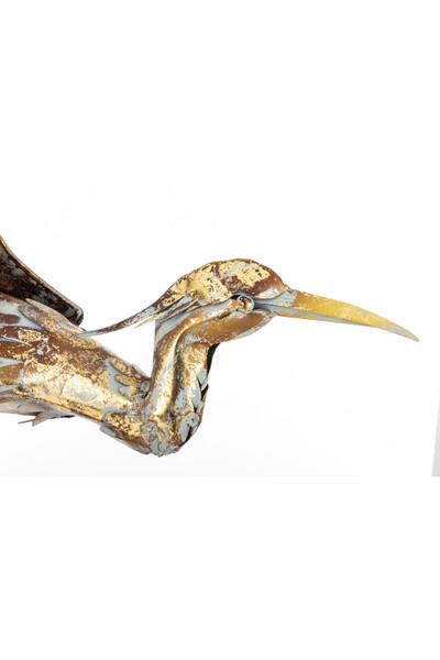 Czapla, figurka ptak w kolorze złotym, wym.76x15x65cm