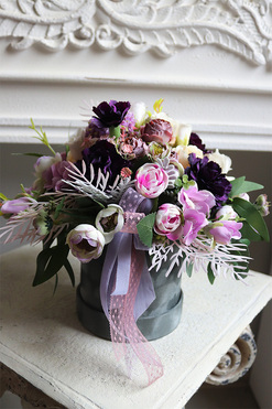 OD RĘKI Heliasa, welurowy flowerbox, wys.22cm 