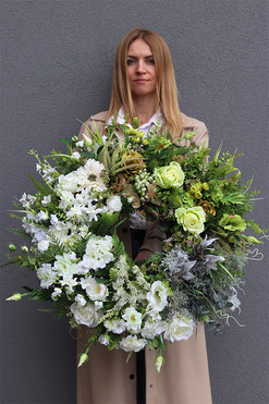 Zielona Przystań 2, komplet dekoracji nagrobnych, wieniec+bukiet 