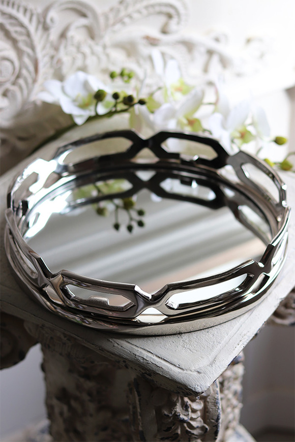 Lux Villa Silver Glamour, okrągła lustrzana taca