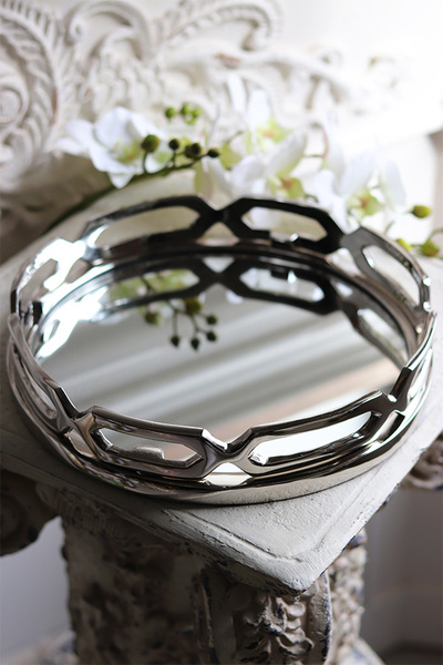 Lux Villa Silver Glamour, okrągła lustrzana taca