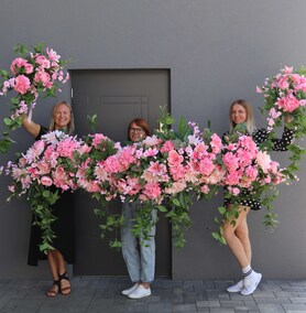 Mrągowo na Różowo, dekoracyjna girlanda kwiatowa, dł.250cm 