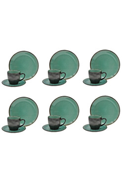 Bonita Turquise, komplet kawowy dla 6 osób, 18 elementów