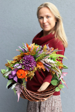 Ferinato Jesień, wianek z welurową dynią, śr.38cm  