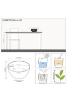 Cubeto Stone, doniczka z nawadnianiem, biały kwarc