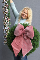 bożonarodzeniowy wieniec na drzwi, Papillon Pink Christmas, śr.60cm, limitowana edycja