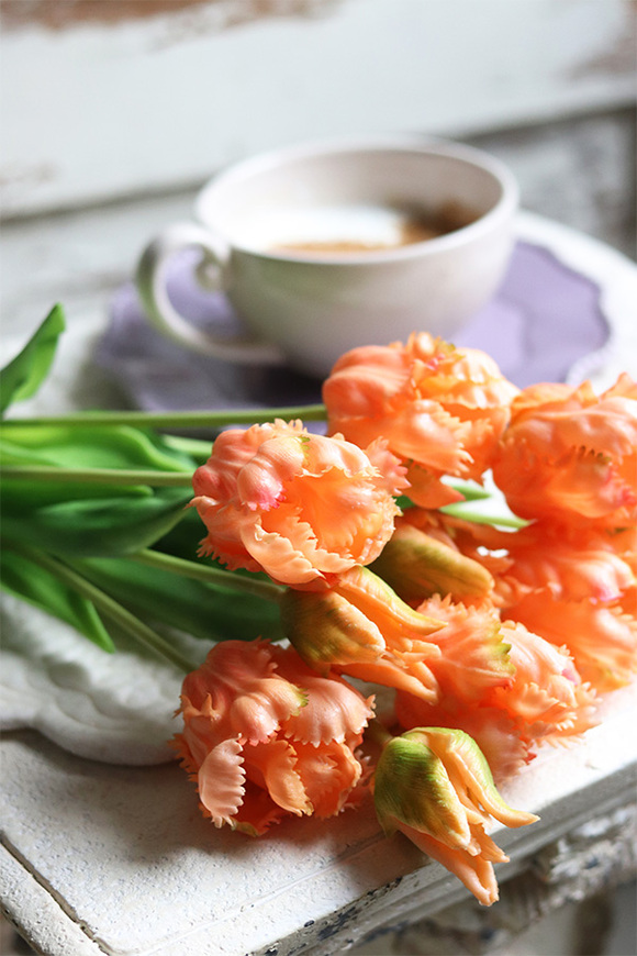 bukiet gumowych tulipanów, Novelty Morelli, 5szt. dł.46cm 