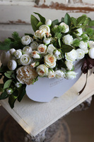 Białe Dwa Serca, flowerbox w kształcie serc, wys.31cm 