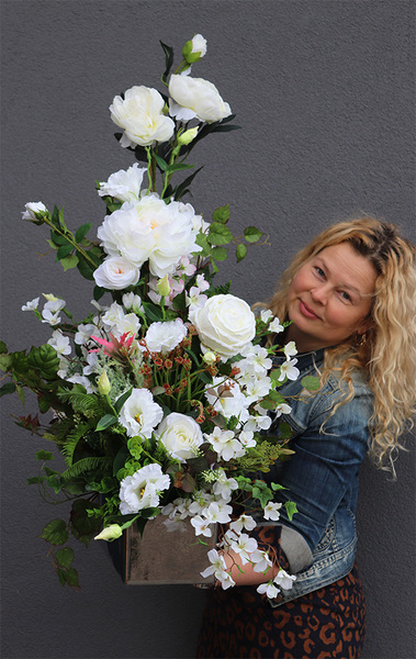 dekoracja kwiatowa z peonią, Murellina, wym.90cm