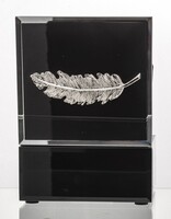 Feather Black A, szklane puzderko / szkatułka na drobiazgi, wym.6x12x12cm