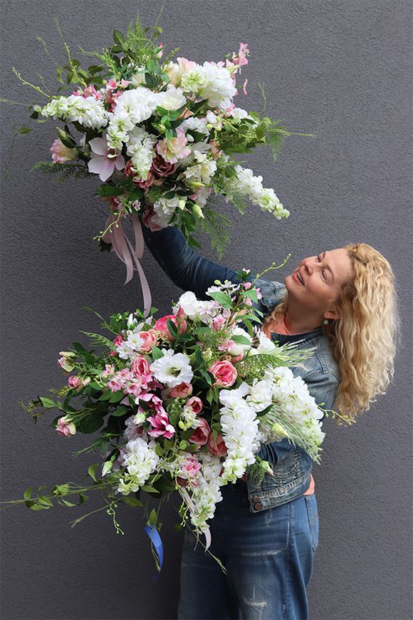 Malediwy Pink L, różowy bukiet kwiatów, wys.70cm