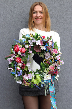 OD RĘKI Rabatkowo, kolorowy wianek dekoracyjny, śr.45cm