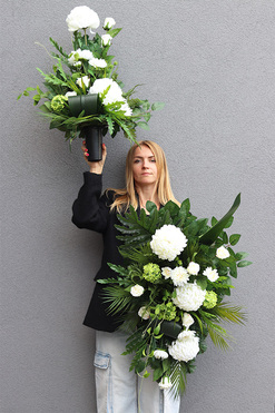 Nelema White, komplet dekoracji nagrobnych, wiązanka + bukiet