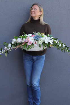 Preludium Laos, kompozycja w ceramicznej łódce, wym.26x110cm 