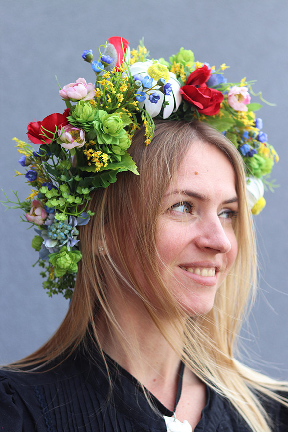 barwny wianek na głowę Dożynki, rozmiar uniwersalny