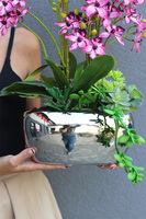 Emma Pink, sztuczny storczyk w srebrnej doniczce