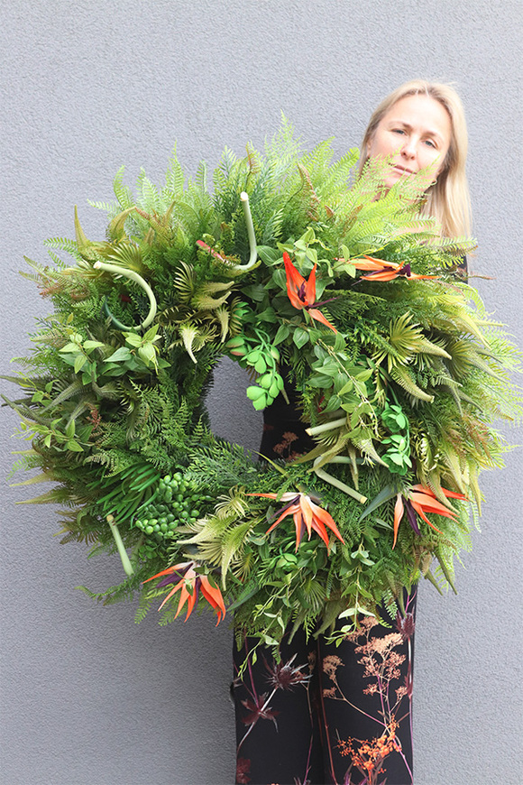 Strelicja Królewska Jungle, zielony wianek dekoracyjny	