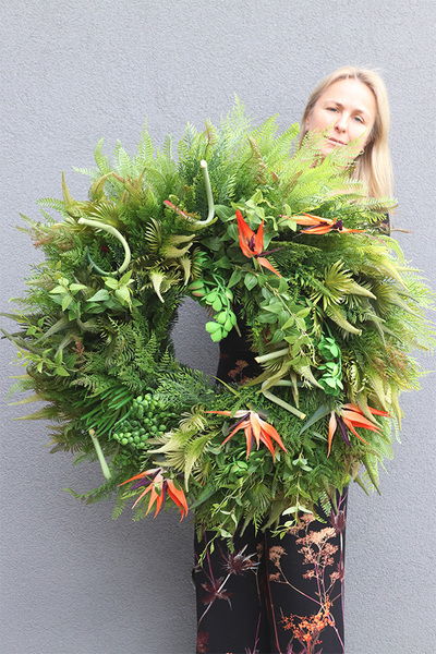 Strelicja Królewska Jungle, zielony wianek dekoracyjny	