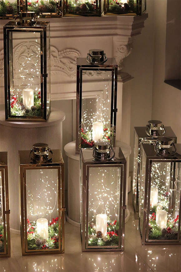 Angelo Christmas Silver, świąteczna dekoracja LED w lampionie