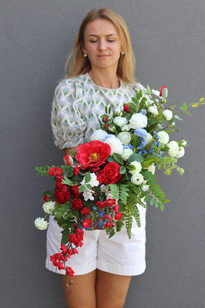 Polonijna, kompozycja kwiatowa w donicy, wym.80x30x35cm